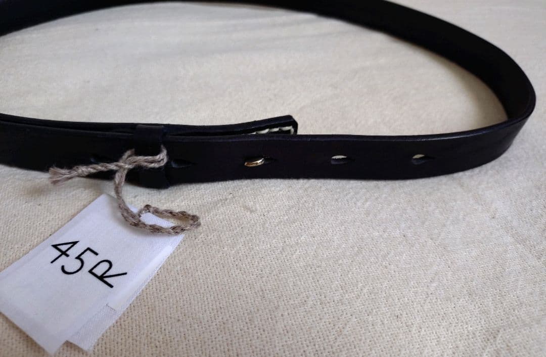 45R ヴィンテージのレザーベルト（細）黒