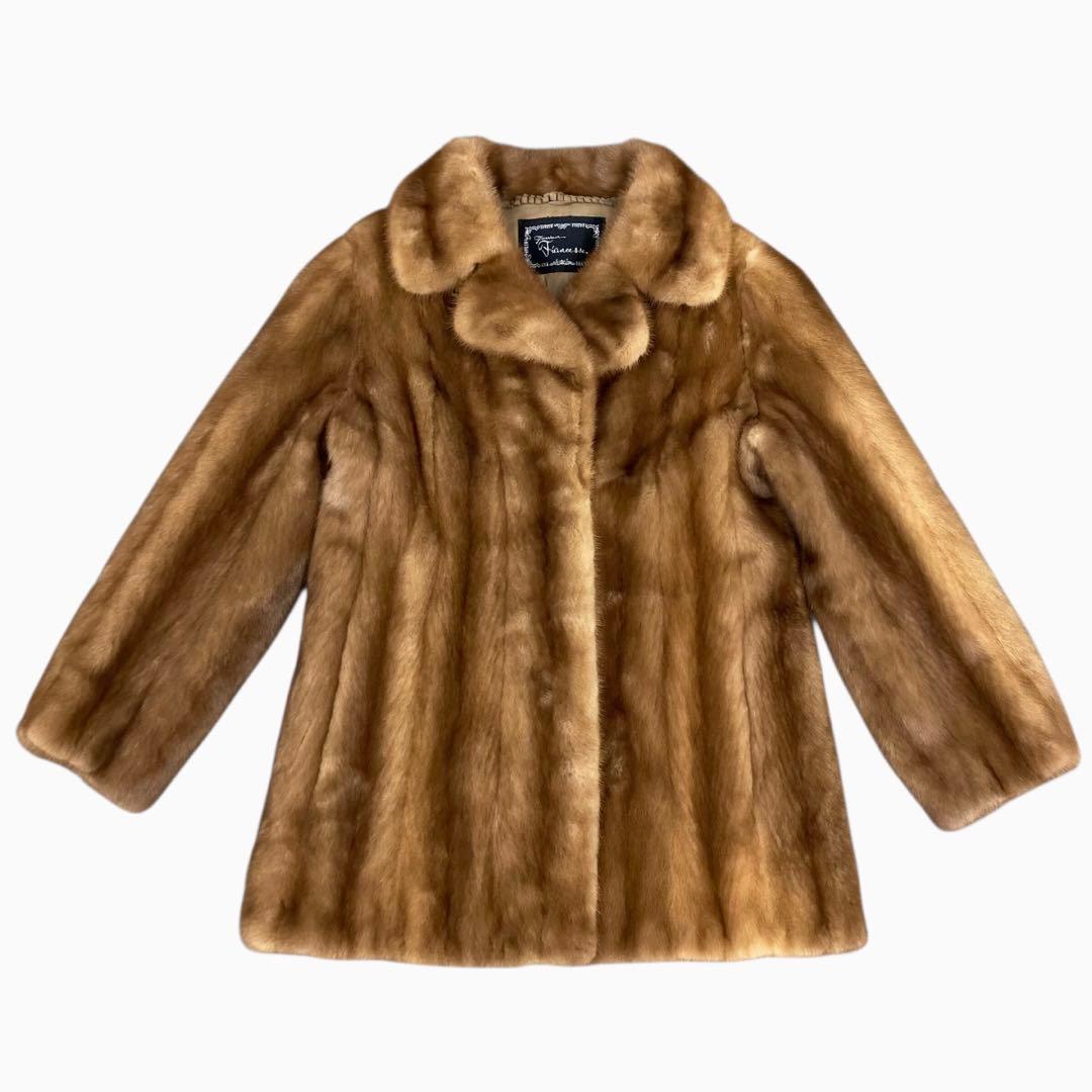 毛皮 ミンク ハーフコート ファー アウター ライトブラウン 9号