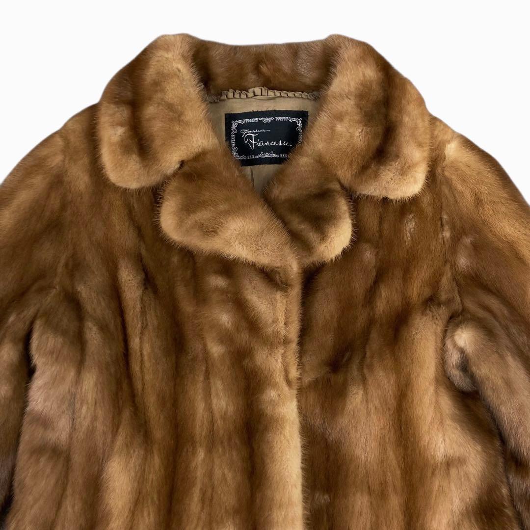 毛皮 ミンク ハーフコート ファー アウター ライトブラウン 9号