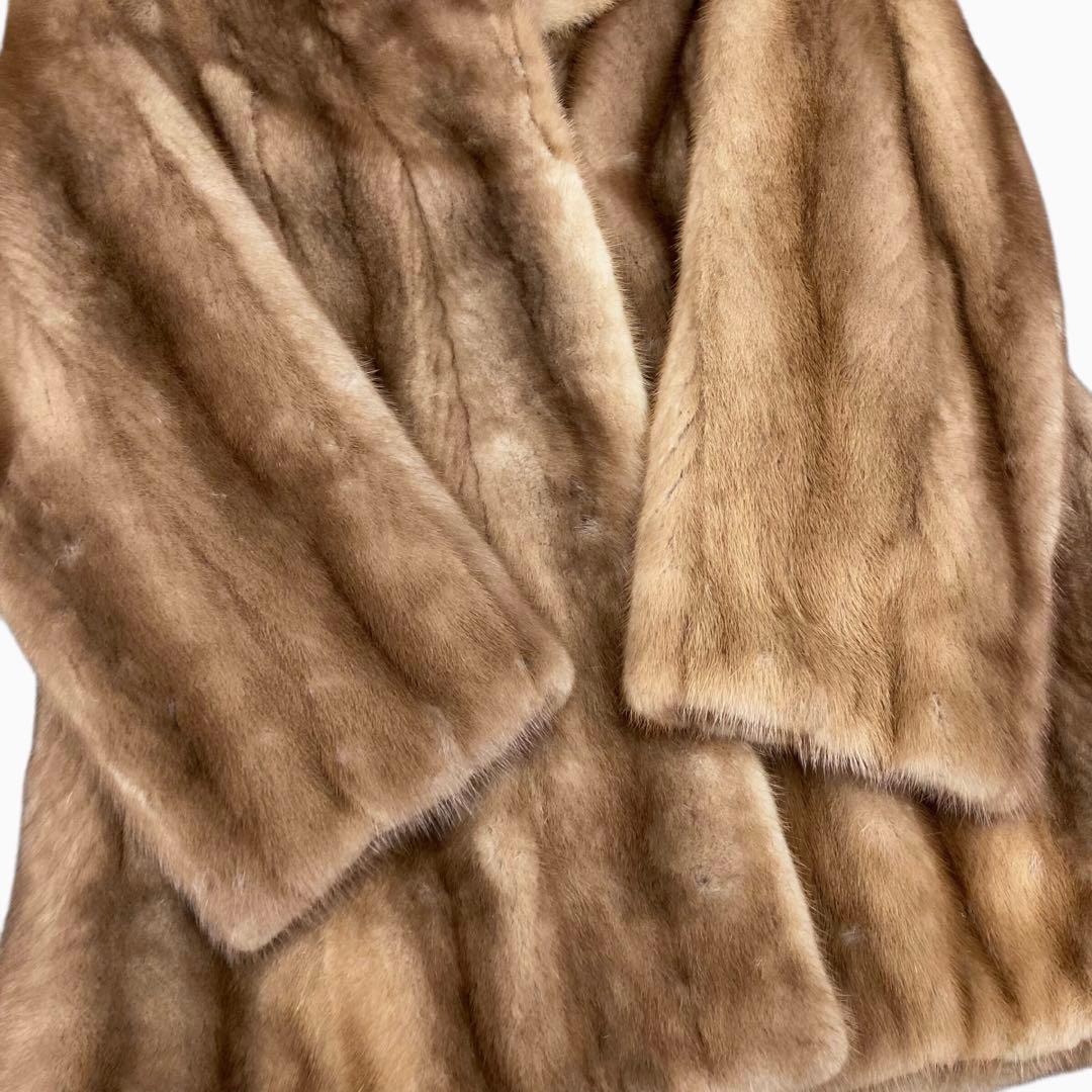 毛皮 ミンク ハーフコート ファー アウター ライトブラウン 9号