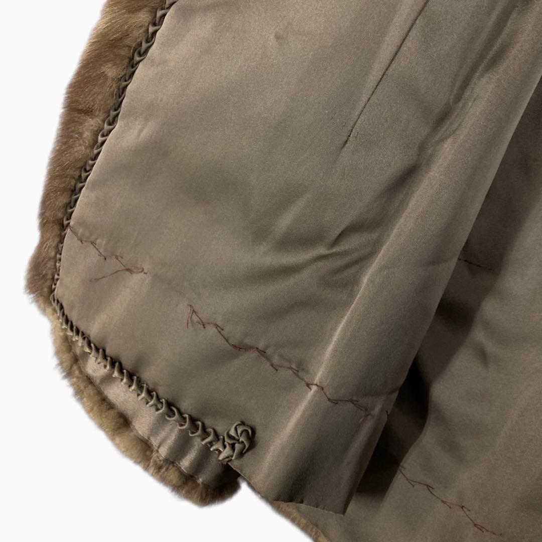 毛皮 ミンク ハーフコート ファー アウター ライトブラウン 9号