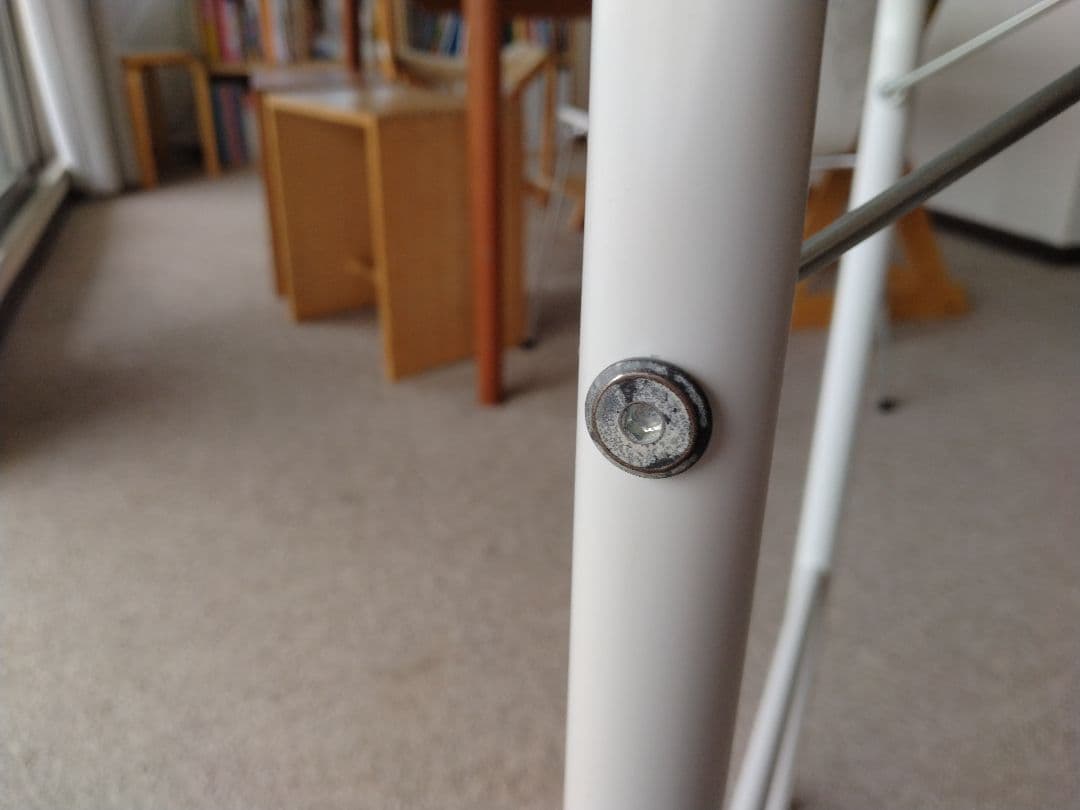 【良品】MUJI無印 スチールパイプテーブルと折りたたみチェア/机デスク椅子/白