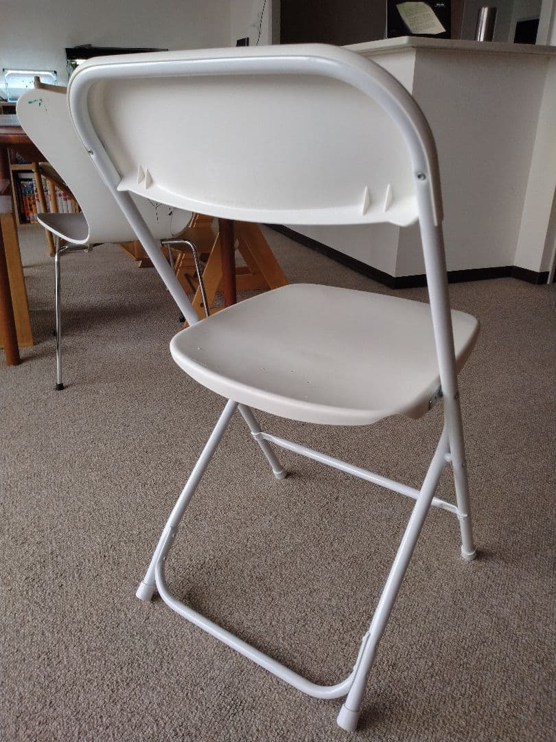 【良品】MUJI無印 スチールパイプテーブルと折りたたみチェア/机デスク椅子/白