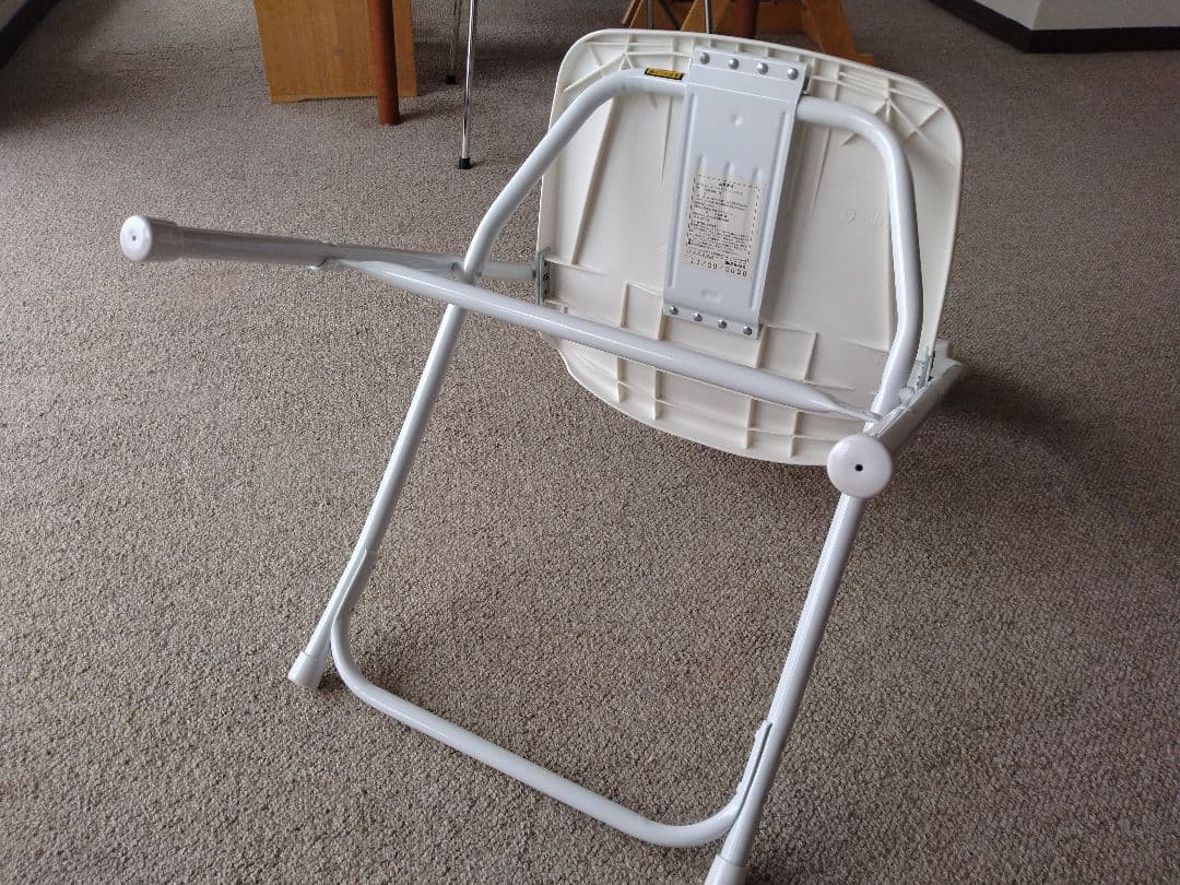 【良品】MUJI無印 スチールパイプテーブルと折りたたみチェア/机デスク椅子/白