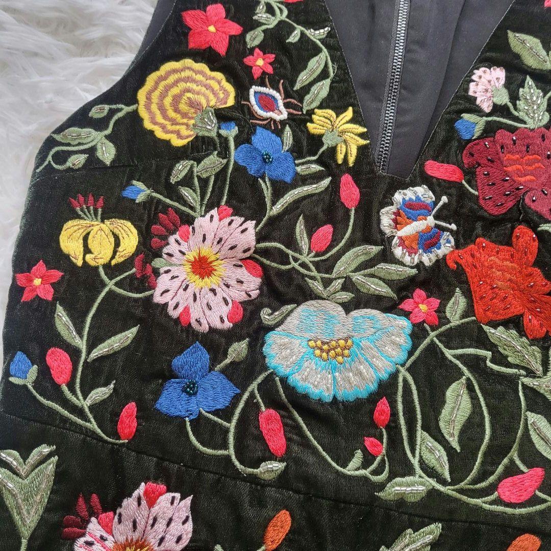 alice+olivia　アリスオリビア　花柄刺繍ワンピース　ミニドレス　xs