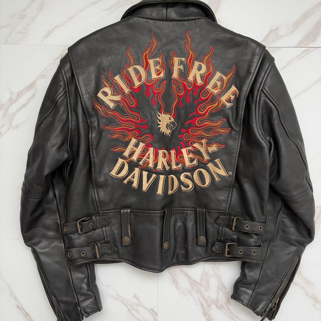 希少✨️Harley Davidsonレザー ライダース ジャケット 刺繍 M