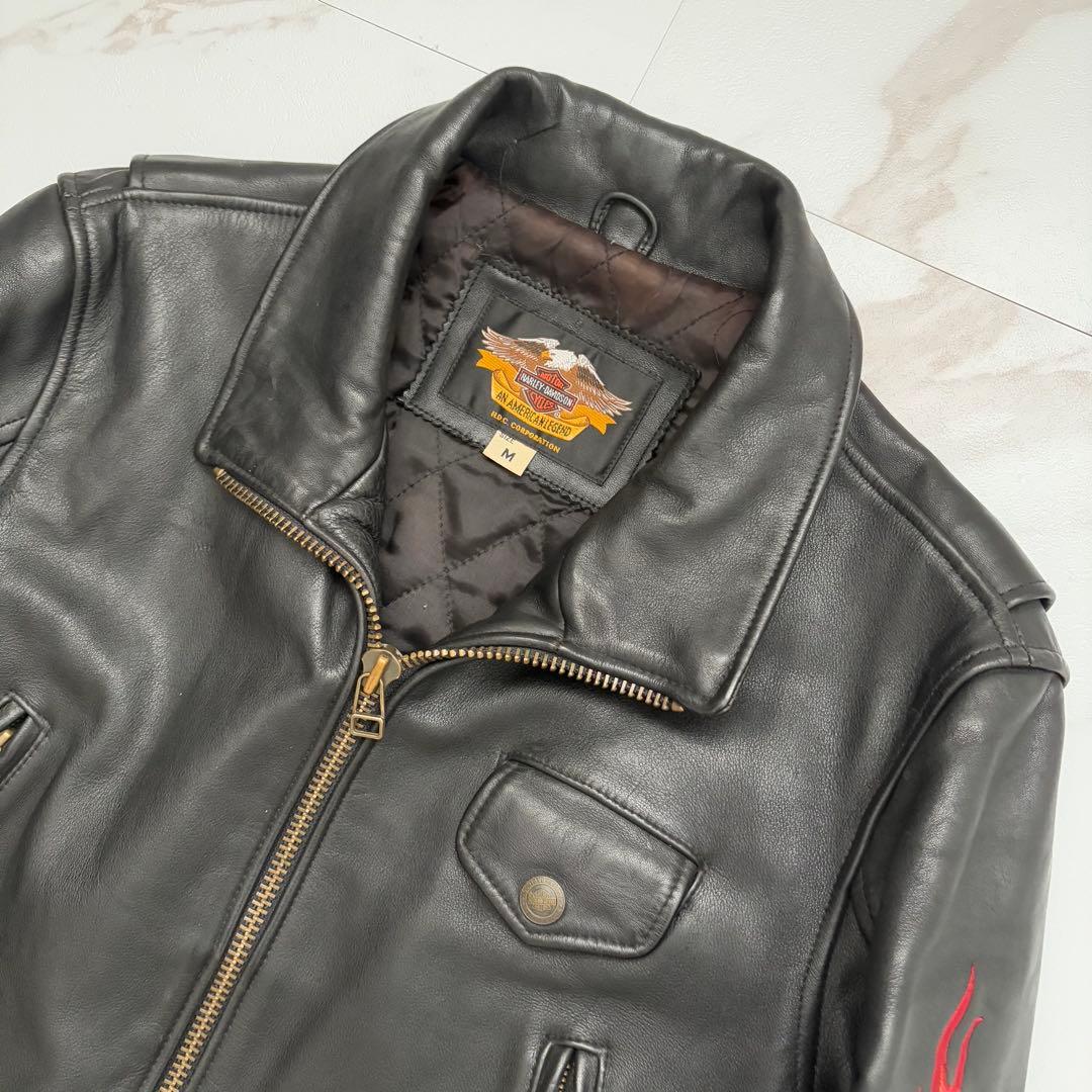 希少✨️Harley Davidsonレザー ライダース ジャケット 刺繍 M