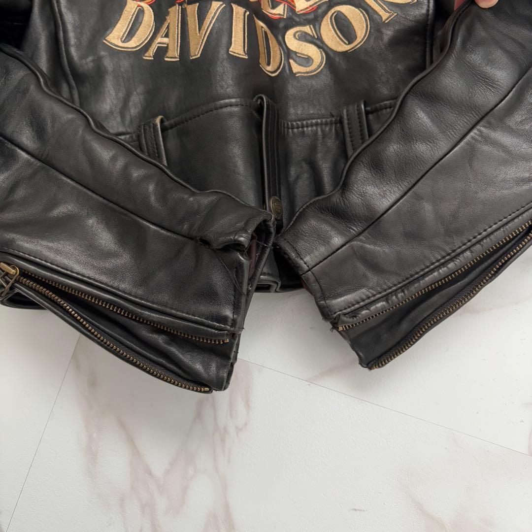 希少✨️Harley Davidsonレザー ライダース ジャケット 刺繍 M