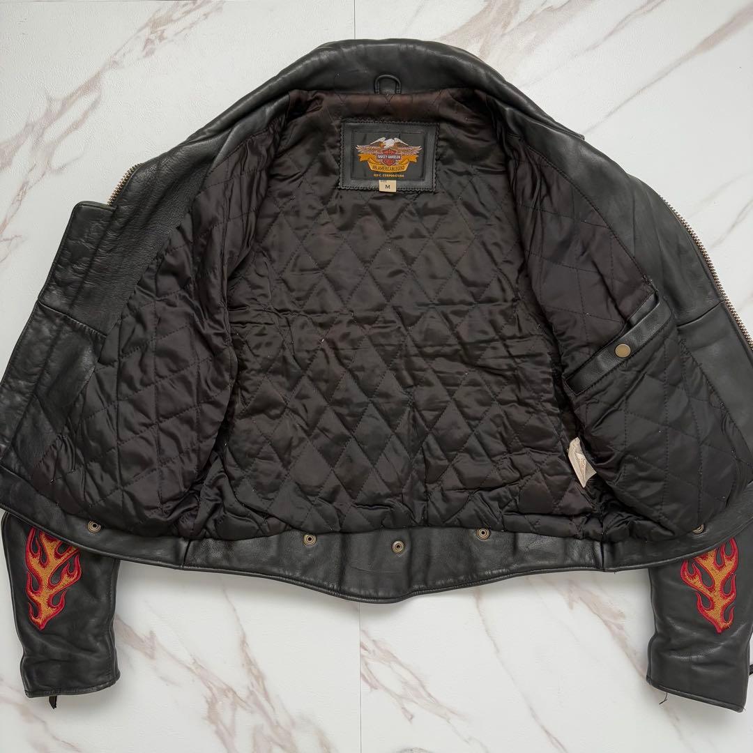 希少✨️Harley Davidsonレザー ライダース ジャケット 刺繍 M
