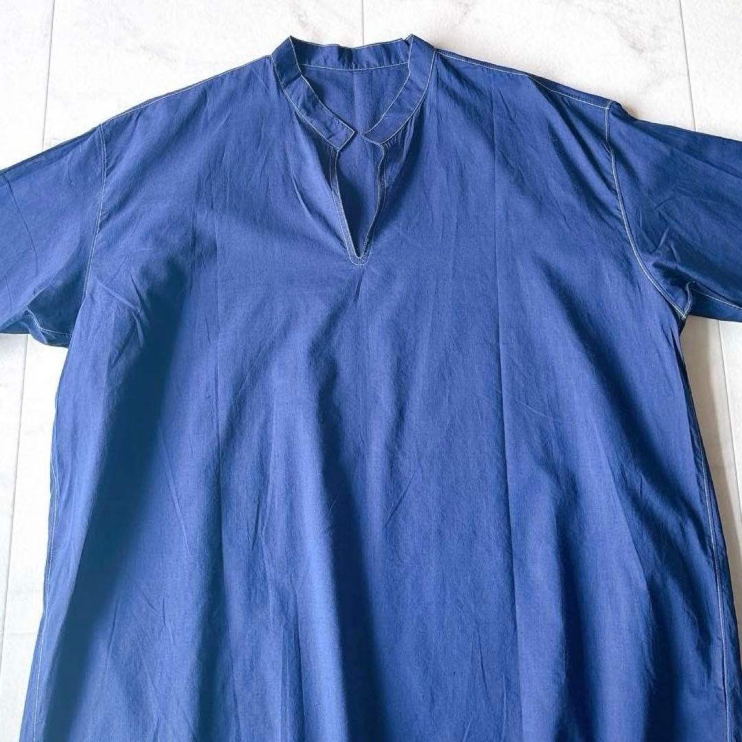 美品*ババグーリ ヨーガンレール コットン 長袖チュニックシャツ ネイビーM