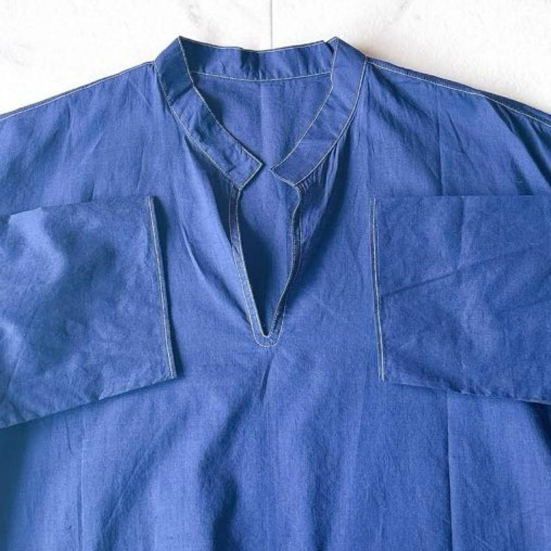 美品*ババグーリ ヨーガンレール コットン 長袖チュニックシャツ ネイビーM