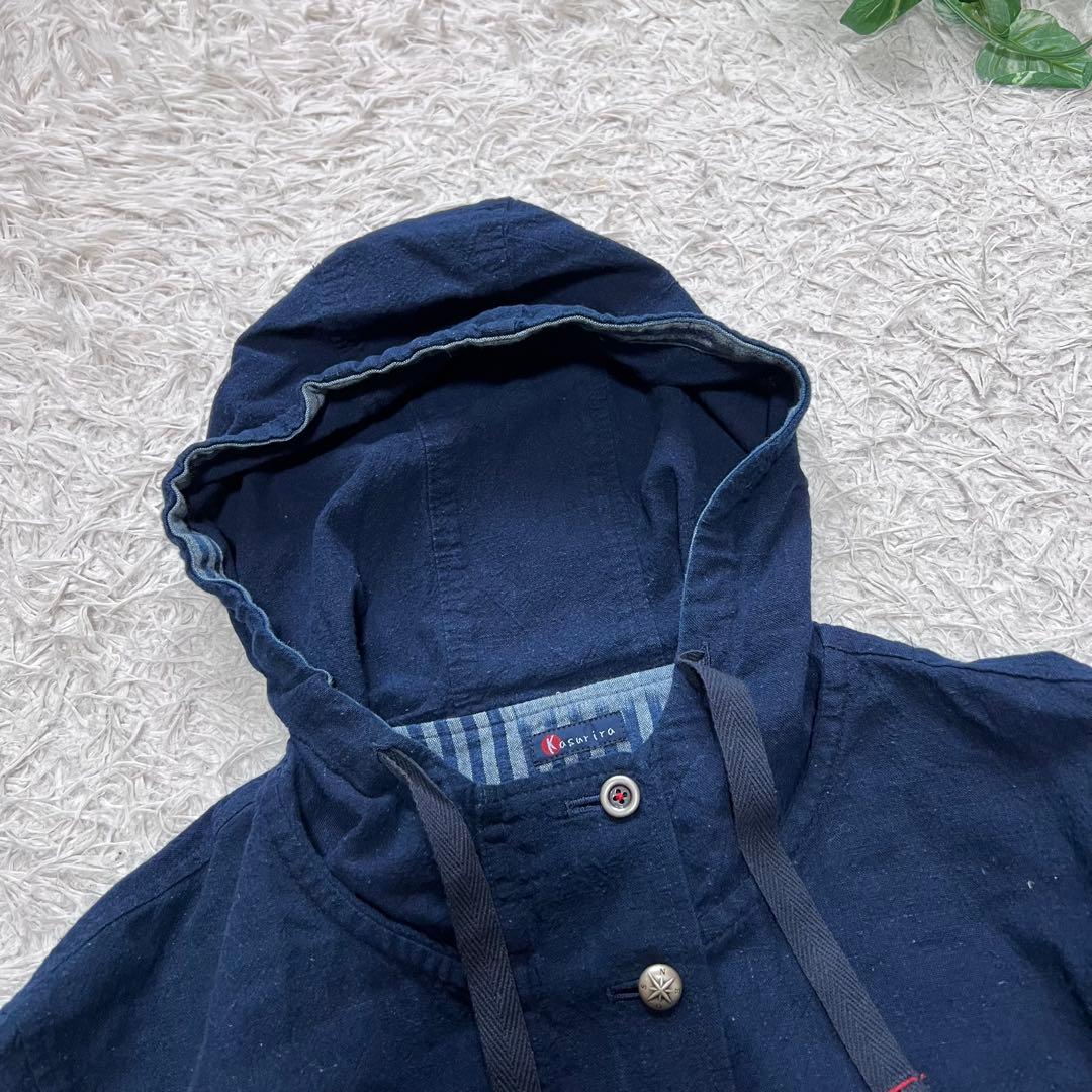kasurira カスリラ 藍染め フード付き ジャケット ブルゾン ストライプ