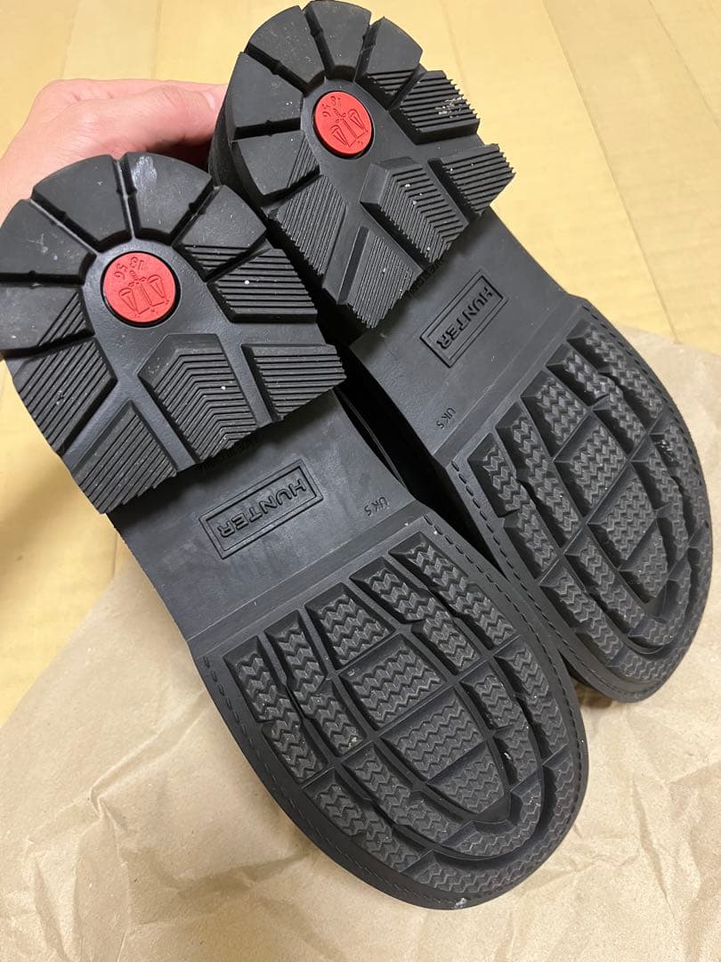 HUNTER ブラック サイドゴア レインブーツ EU38