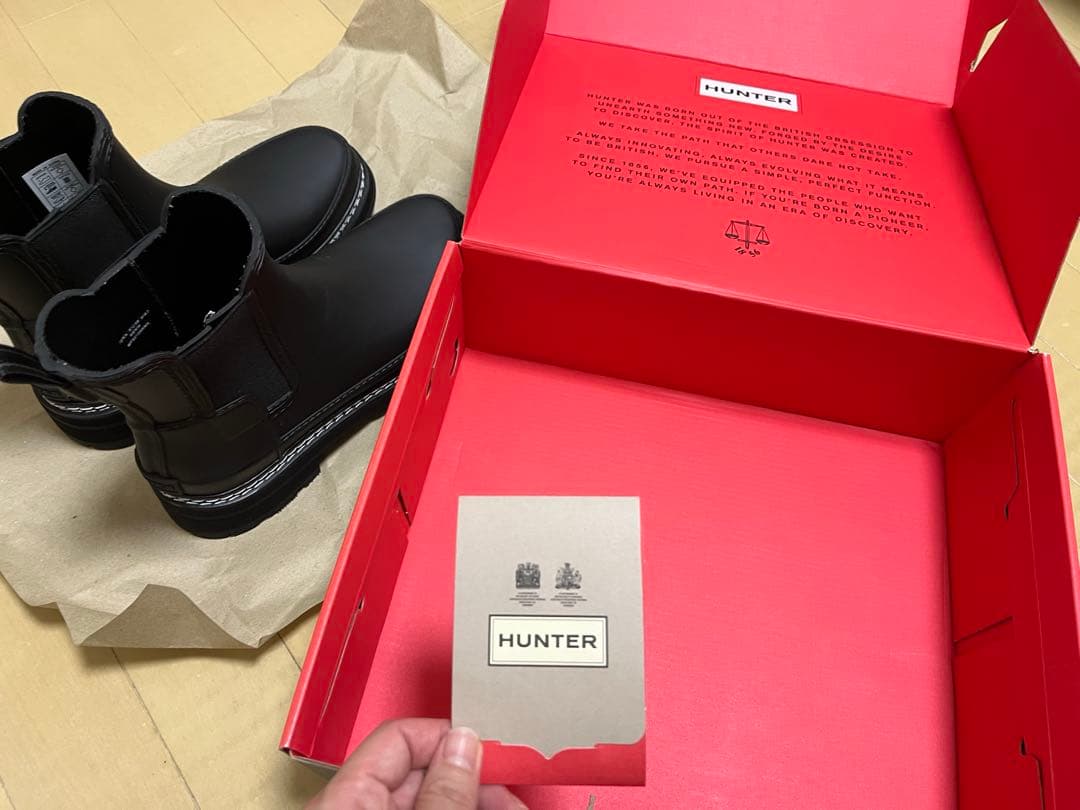 HUNTER ブラック サイドゴア レインブーツ EU38