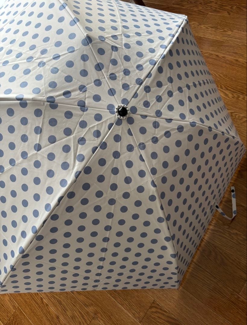 sun barrier100 3段折折りたたみ日傘 水玉模様 ホワイト