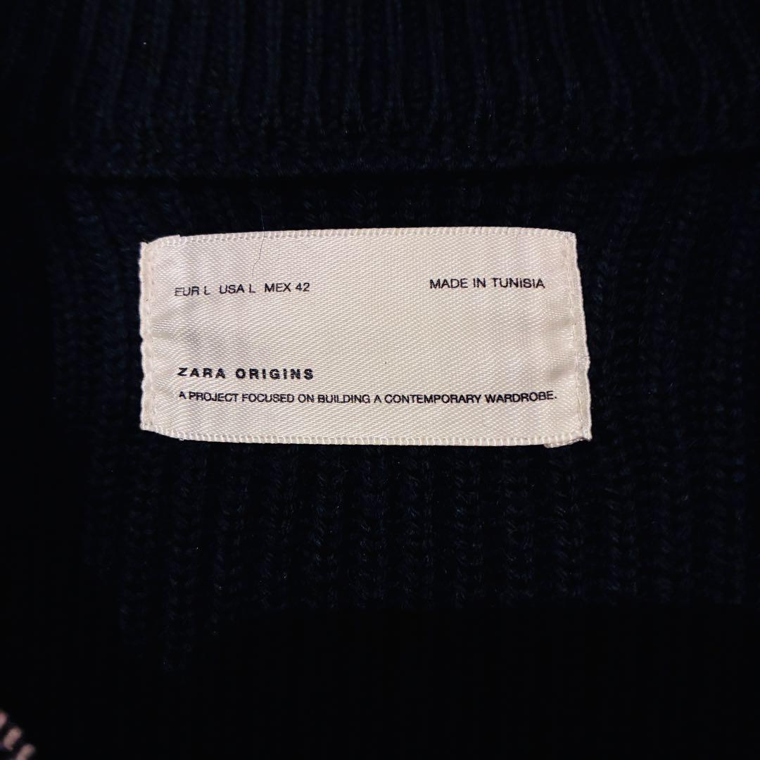 ZARA origins ブリオッシュステッチカーディガ Lドライバーズニット