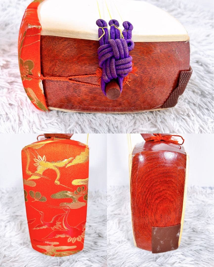 【希少】長唄三味線　細棹　花梨　正寸　丸打胴　本皮　現状品