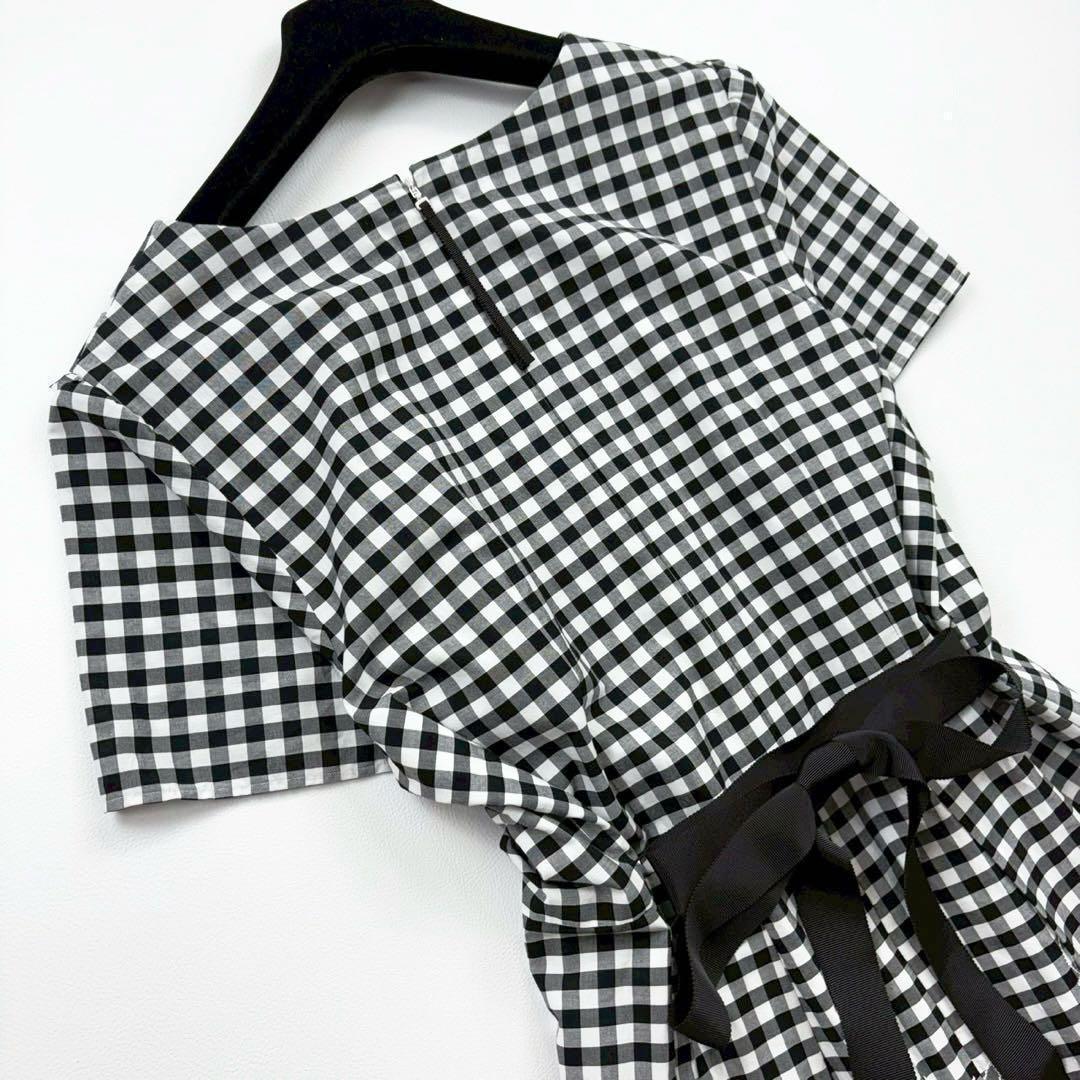 ローズティアラ ギンガムチェック カットワーク刺繍ワンピース 大きめ リボン