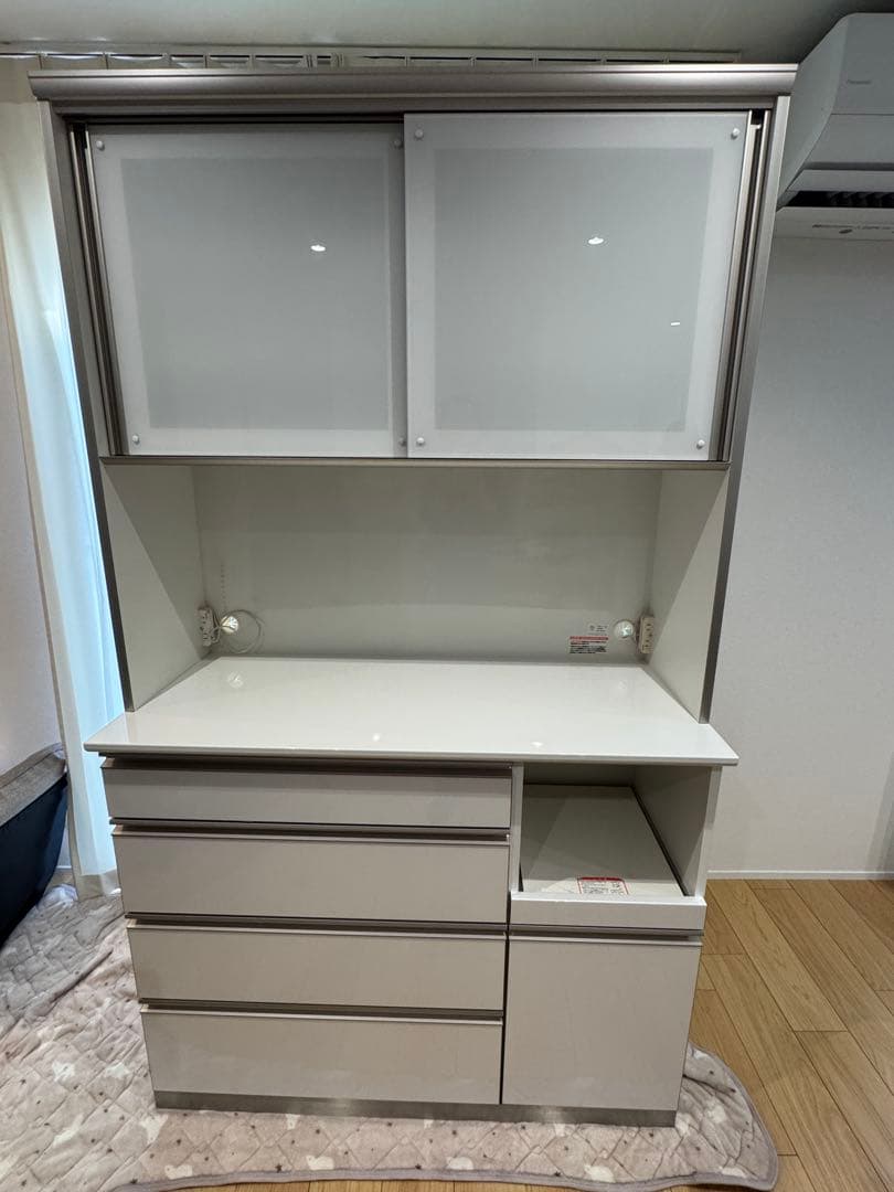 なご【綾野製作所 】高級食器棚 キッチンボード120㎝幅(超美品)送料込