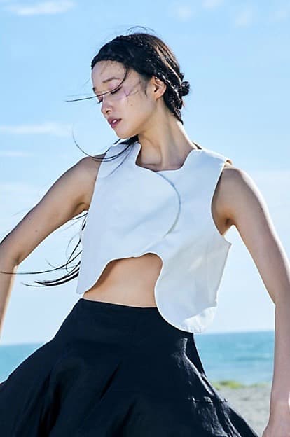 enfold エンフォルド wave cropped vest ナゴンスタンス