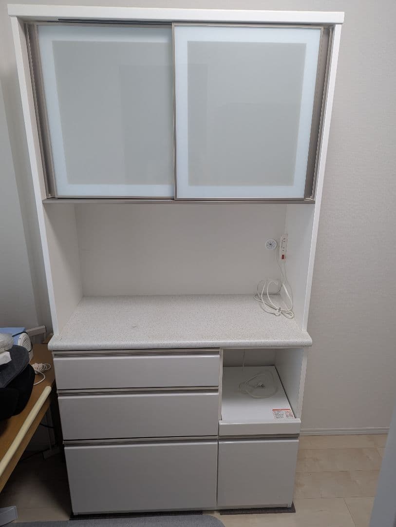 ニトリ キッチンボード　食器棚 アルミナ2 100KB WH