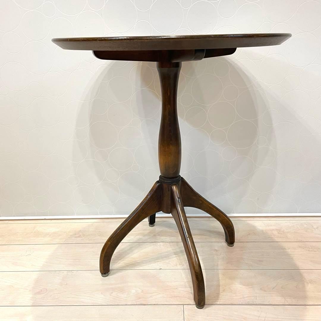 【アンティーク】丸型ハイテーブル ペデスタル脚 北欧風 円形カウンター ②