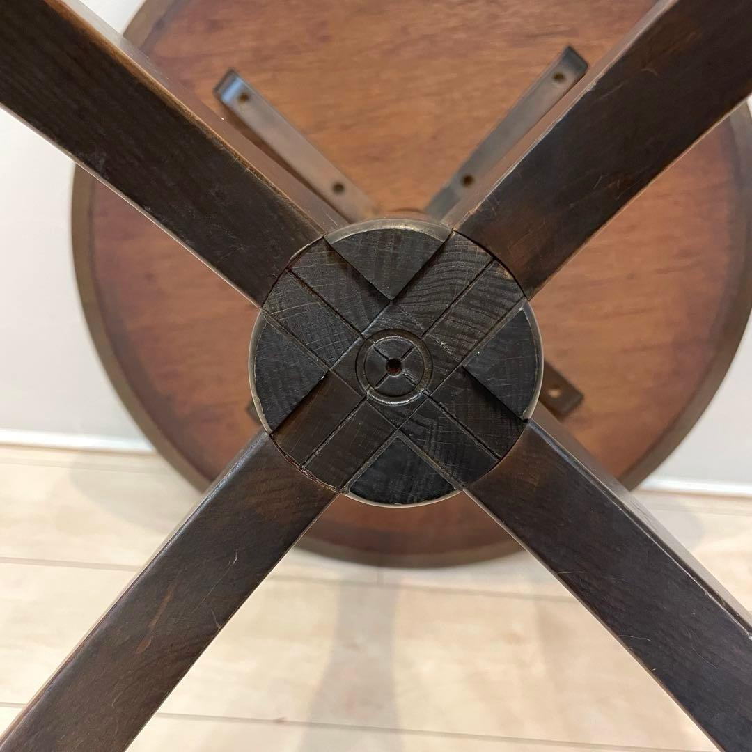 【アンティーク】丸型ハイテーブル ペデスタル脚 北欧風 円形カウンター ②