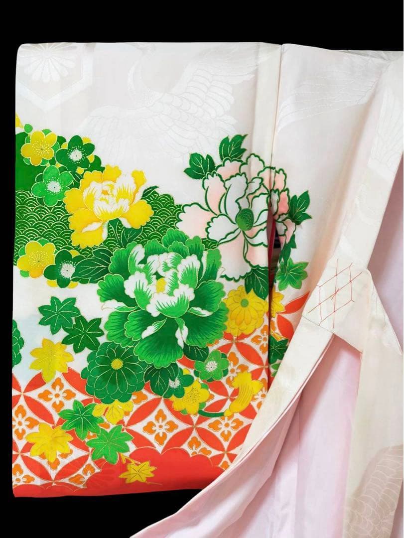 □ 正絹女児用　お宮参り　掛け着　初着　七五三　アンティーク　牡丹刺繍