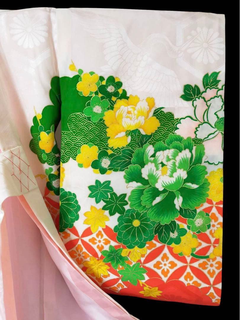 □ 正絹女児用　お宮参り　掛け着　初着　七五三　アンティーク　牡丹刺繍