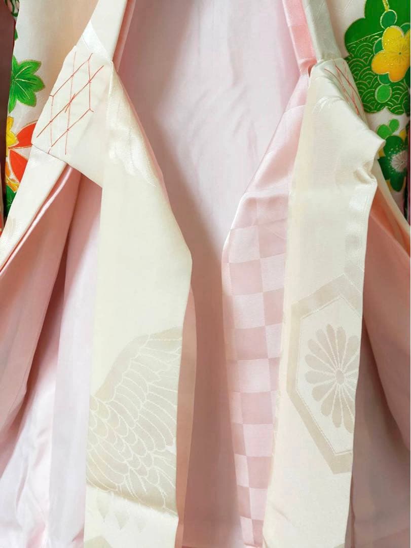 □ 正絹女児用　お宮参り　掛け着　初着　七五三　アンティーク　牡丹刺繍