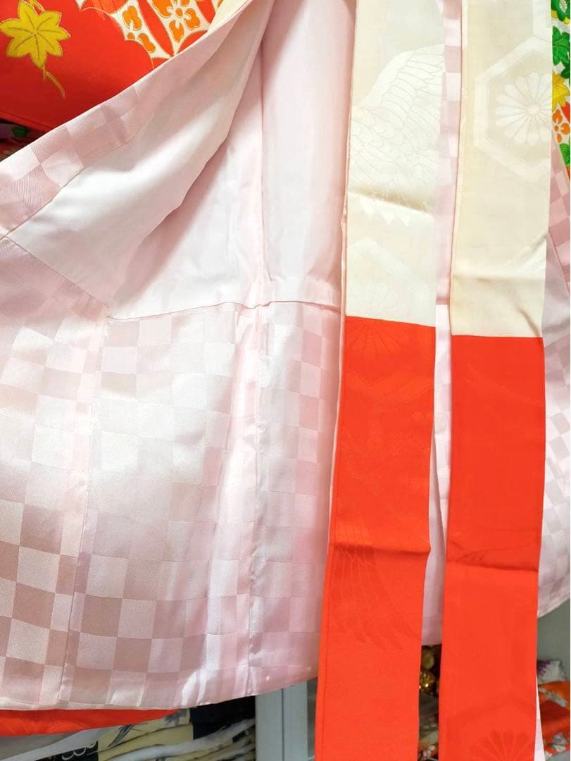 □ 正絹女児用　お宮参り　掛け着　初着　七五三　アンティーク　牡丹刺繍