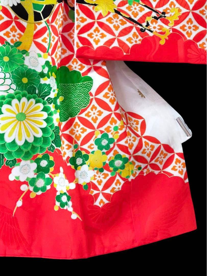 □ 正絹女児用　お宮参り　掛け着　初着　七五三　アンティーク　牡丹刺繍