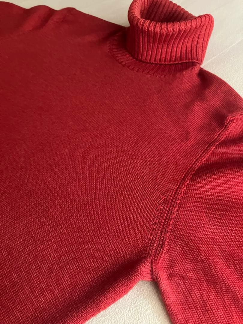 Drumohr ウール 8G タートルネックニット 後染め レッドブラウン 46