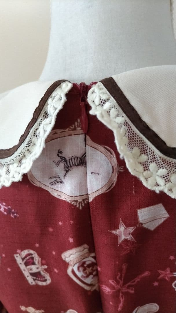 No.2877_to alice_ボルドーくまちゃん柄ケープ風コート2点セット