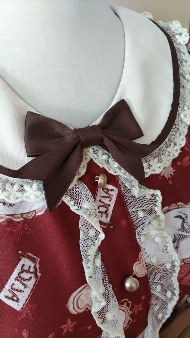 No.2877_to alice_ボルドーくまちゃん柄ケープ風コート2点セット