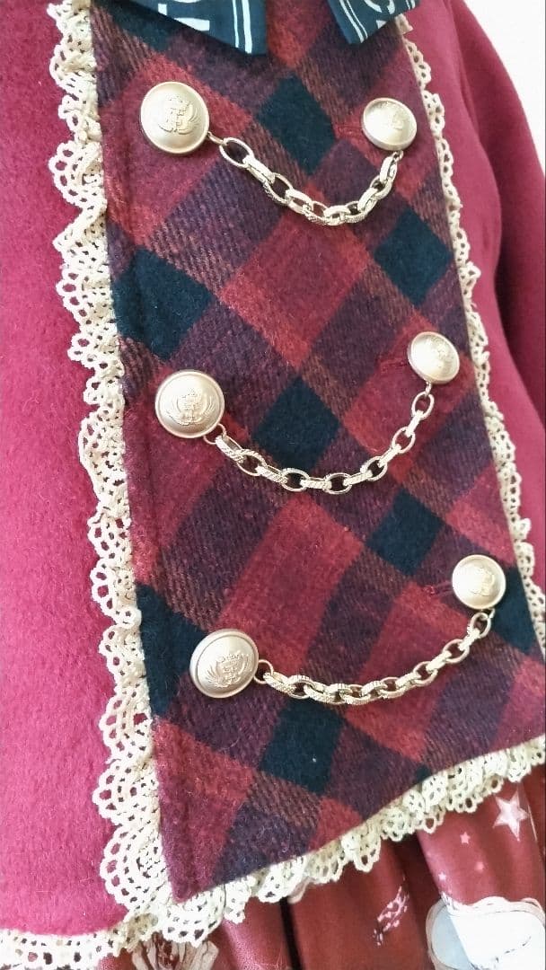 No.2877_to alice_ボルドーくまちゃん柄ケープ風コート2点セット