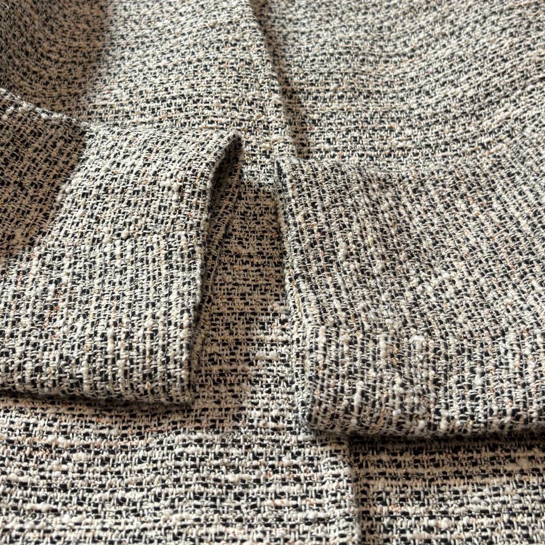 theory luxe ノーカラーツイードジャケットコート　40 ゆったり