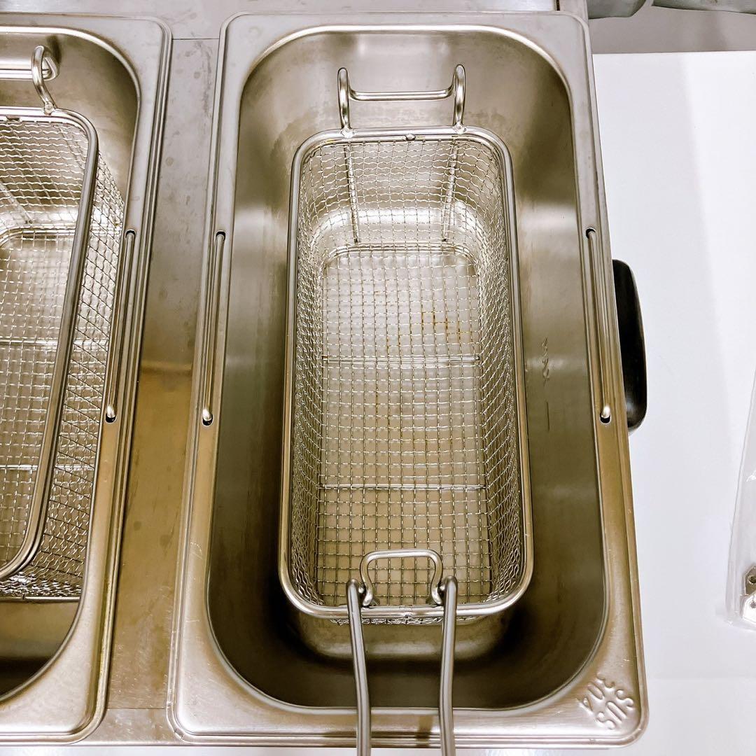 【美品】電気フライヤー　業務用　家庭用　100V 2層式　4L×2