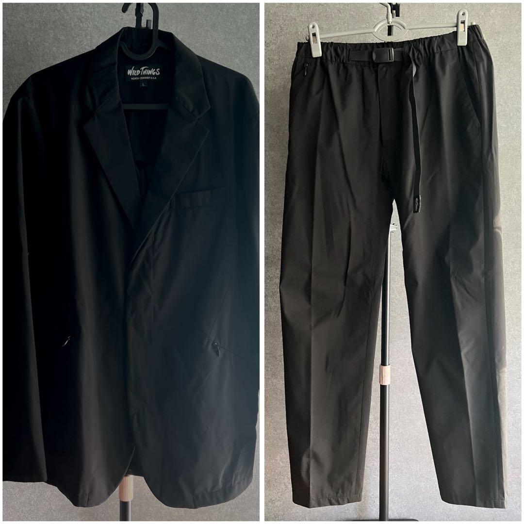 【超美品】ワイルドシングスセットアップスーツ2点セットブラック　ウエストゴム