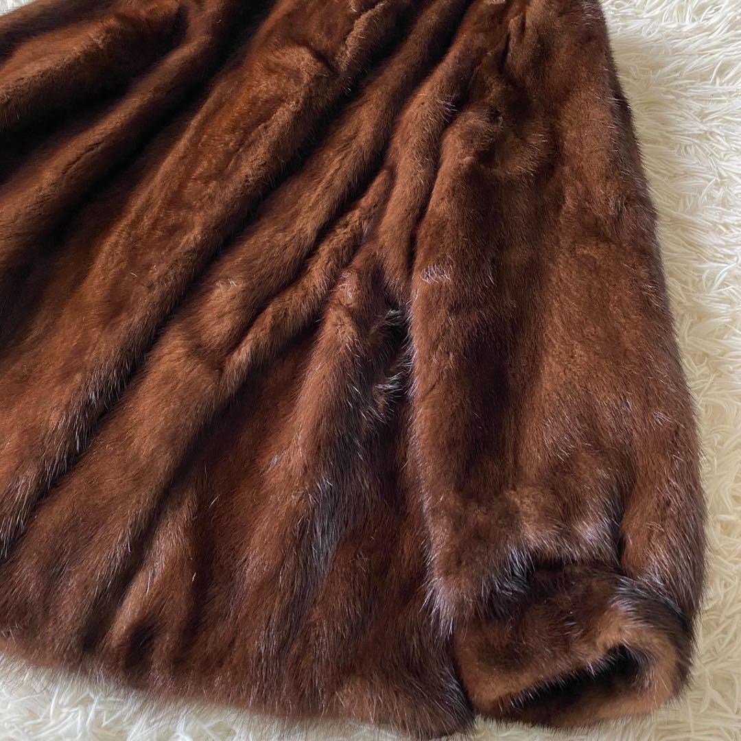 【美品✨】ミンク 毛皮 ファーコート ブラウン 毛並み⭕️ 希少サイズ 15