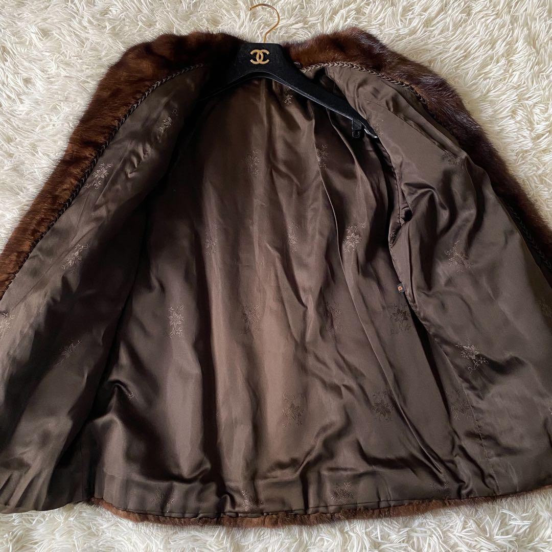 【美品✨】ミンク 毛皮 ファーコート ブラウン 毛並み⭕️ 希少サイズ 15