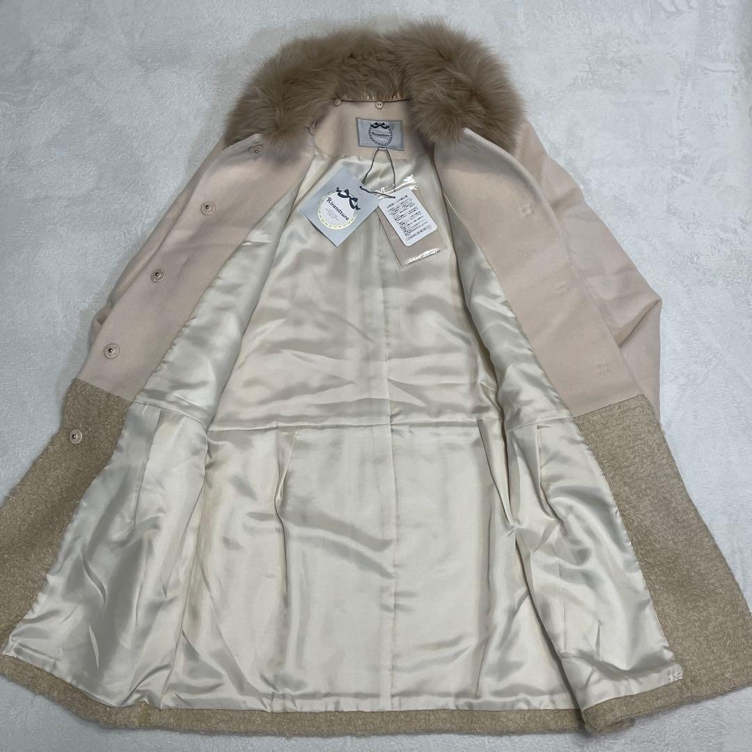 新品タグ付 リランドチュール ビジュー付 FOXファー コート M 定価5万
