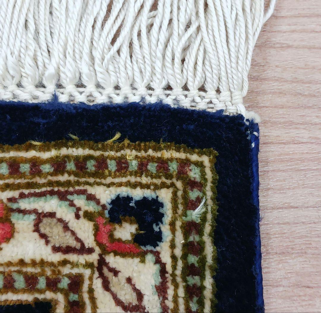 Y3283 高級ペルシャ絨毯 クム産 工房サイン シルク100% 手織り