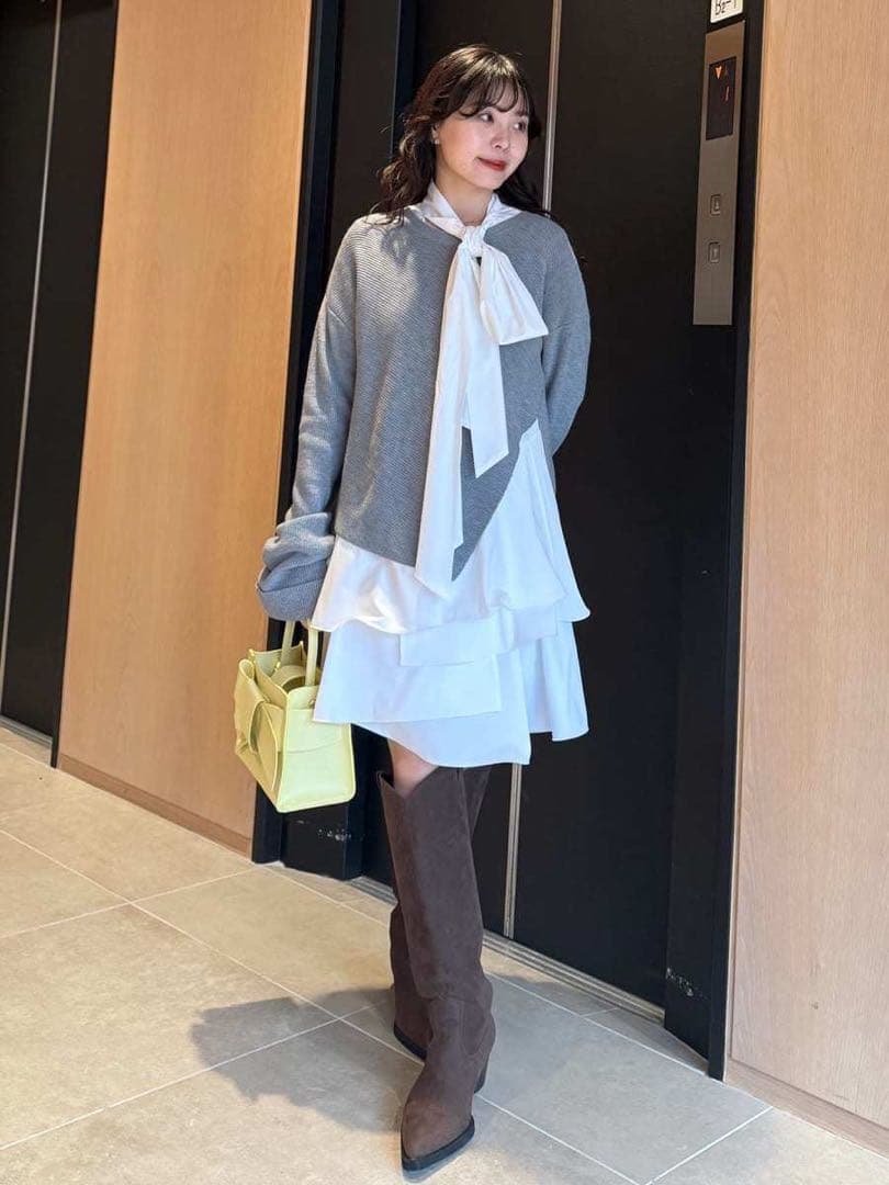 新作新品タグ付き　フレイアイディー♡ リボンタイコンビニットチュニック