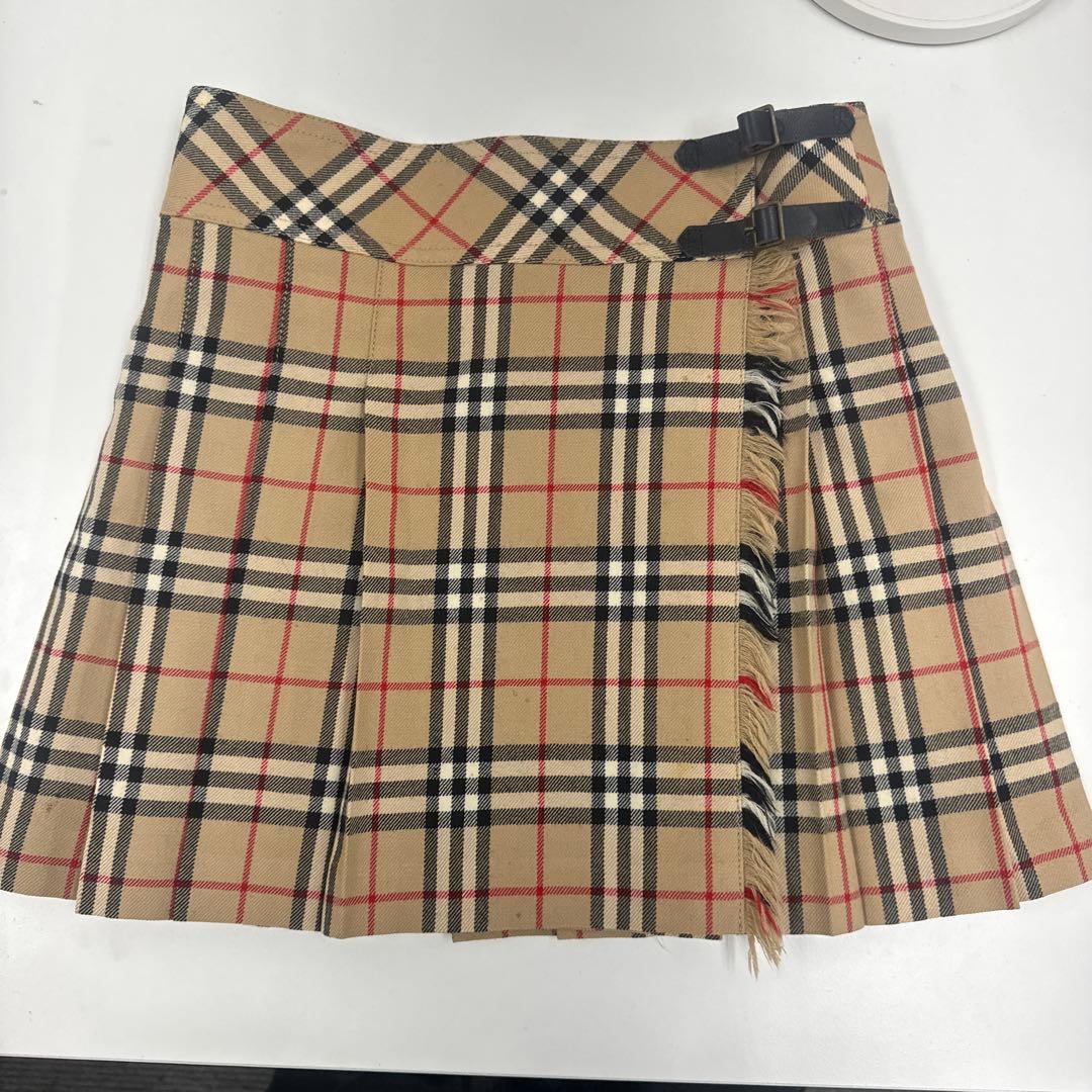 BURBERRY ノバチェック ウール プリーツミニスカート 36 ベージュ