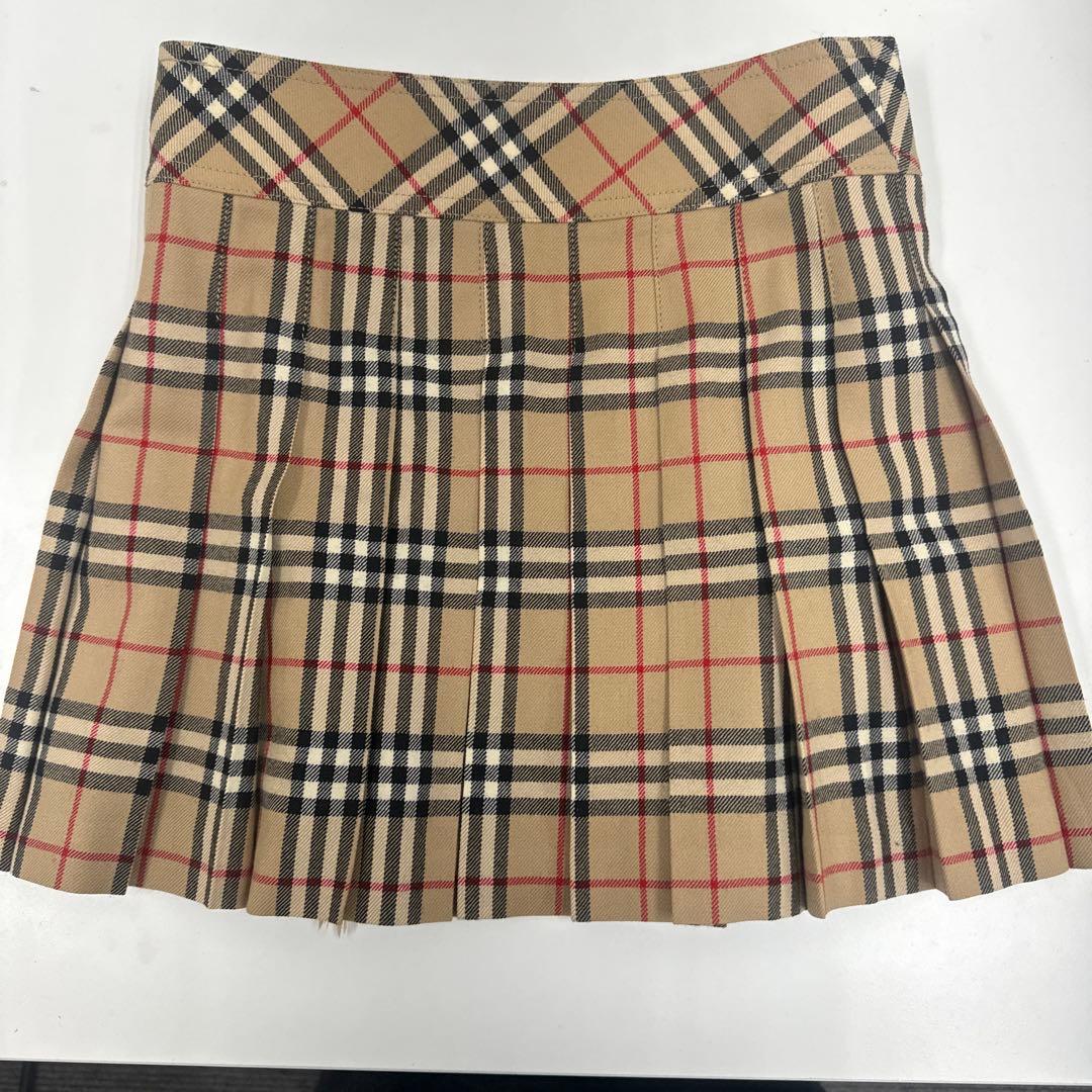 BURBERRY ノバチェック ウール プリーツミニスカート 36 ベージュ