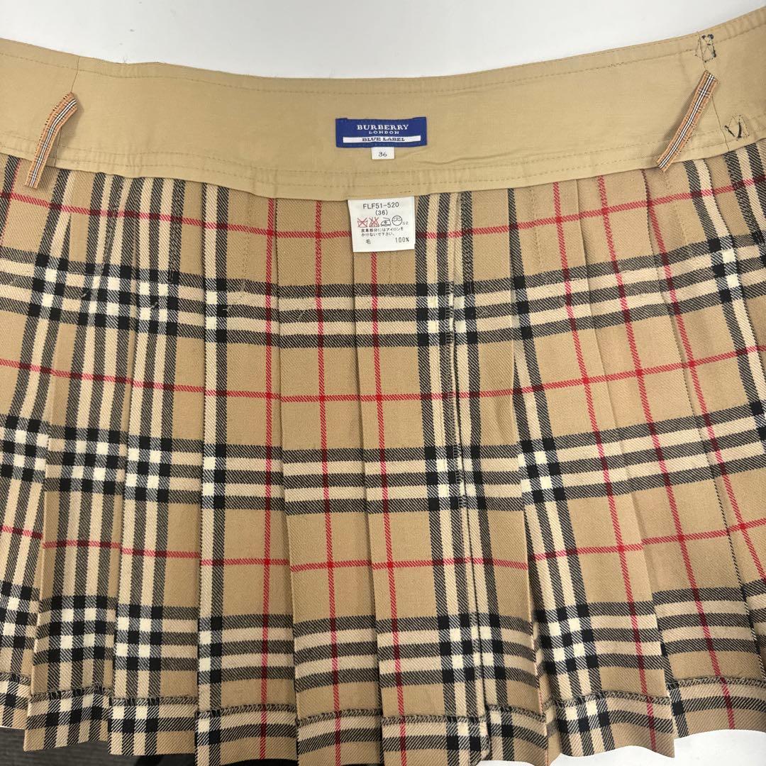 BURBERRY ノバチェック ウール プリーツミニスカート 36 ベージュ