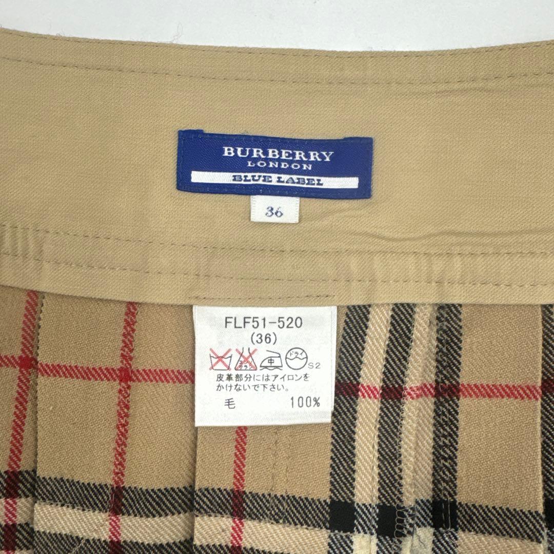 BURBERRY ノバチェック ウール プリーツミニスカート 36 ベージュ