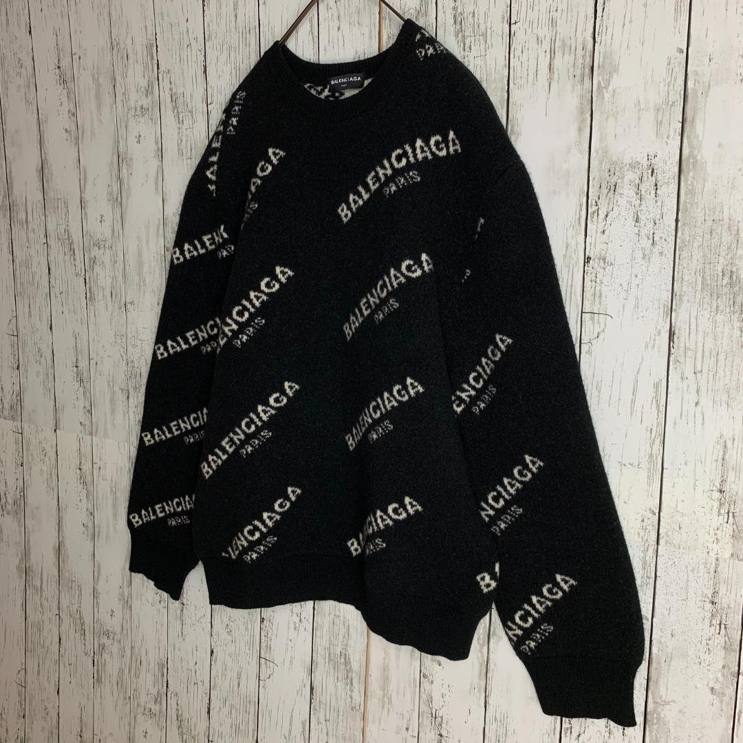 【即完売・超絶人気モデル】バレンシアガ☆総柄ロゴ入りニット セーター/2947.