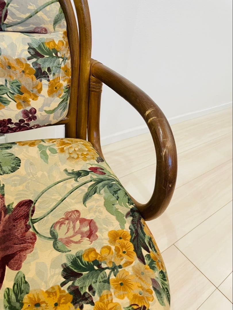 送料込み　ラタン　回転椅子　レトロ